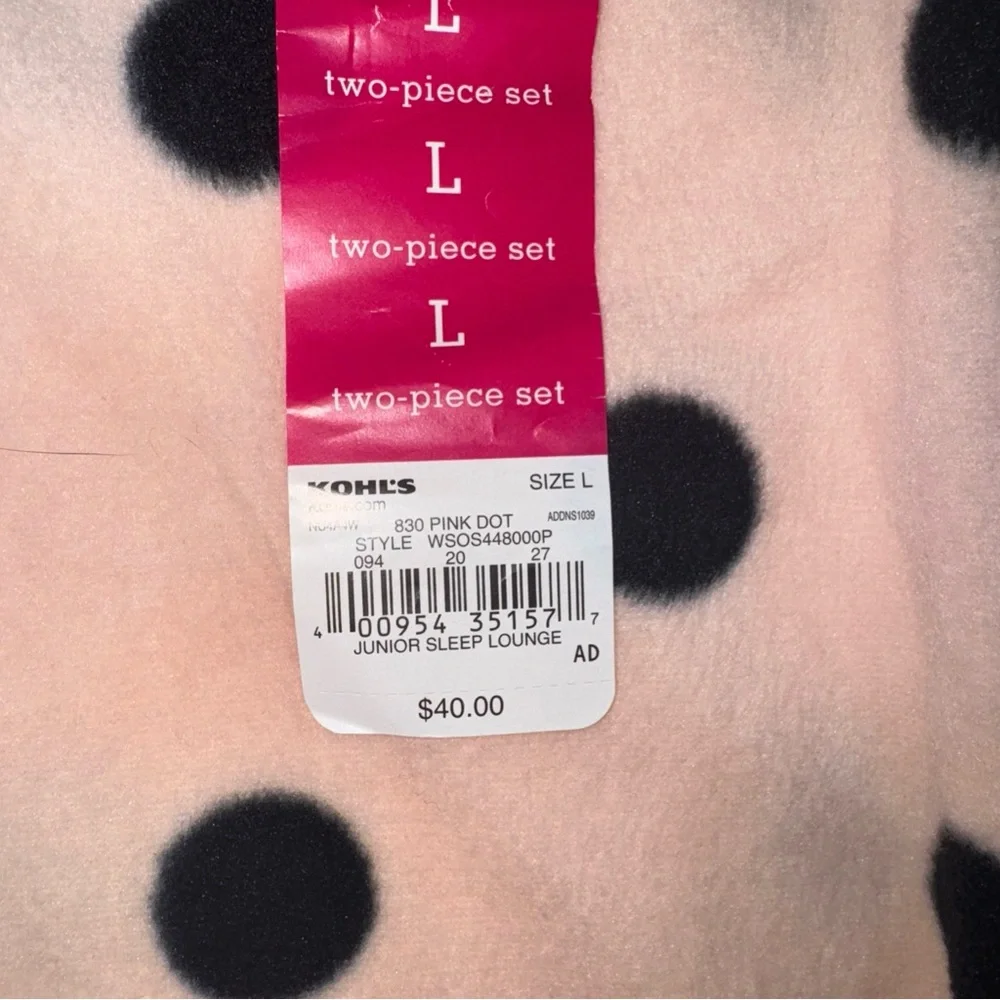 SO Intimates Pink I Love Cupcakes Long Sleeve Shirt & Fleece Pant Set Pajama L - Picture 8 of 8